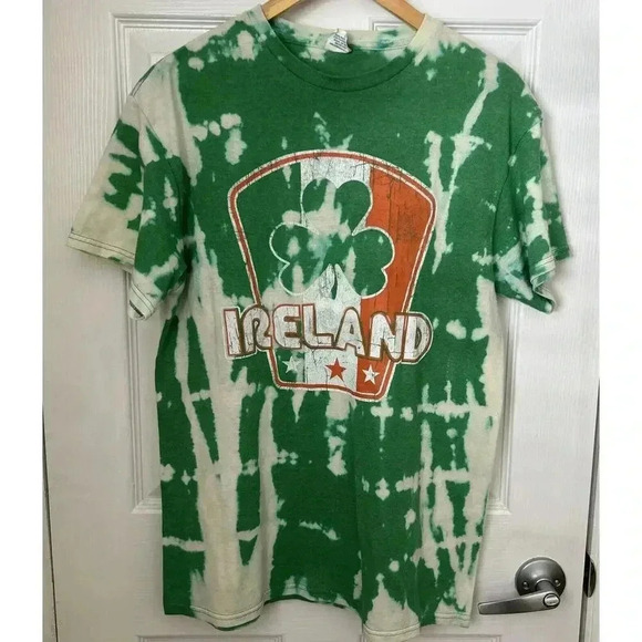 Ireland Tie Dye White Orange Green Clover T-Shirt Delta Pro Weight Size M - Picture 9 of 10
